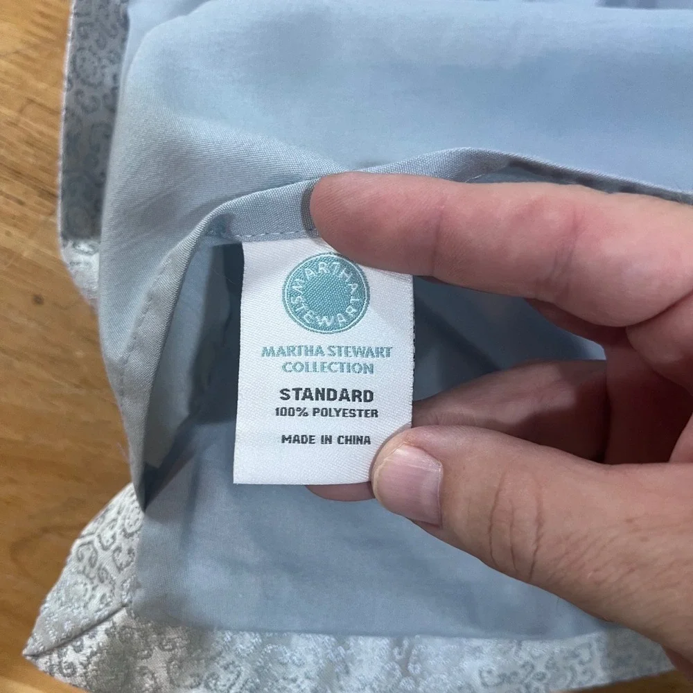 Martha Stewart Collection Light Blue Silver Damask Floral Pillow Shams Set of 2